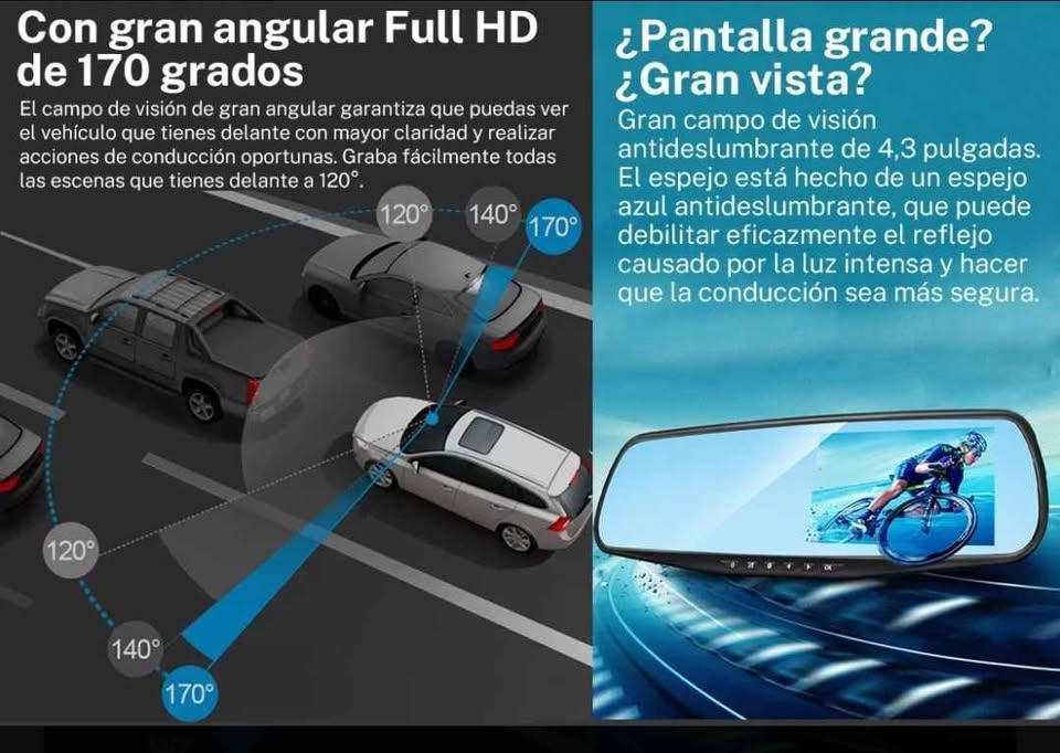 ESPEJO RETROVISOR CON CAMARA BLACKBOX DVR