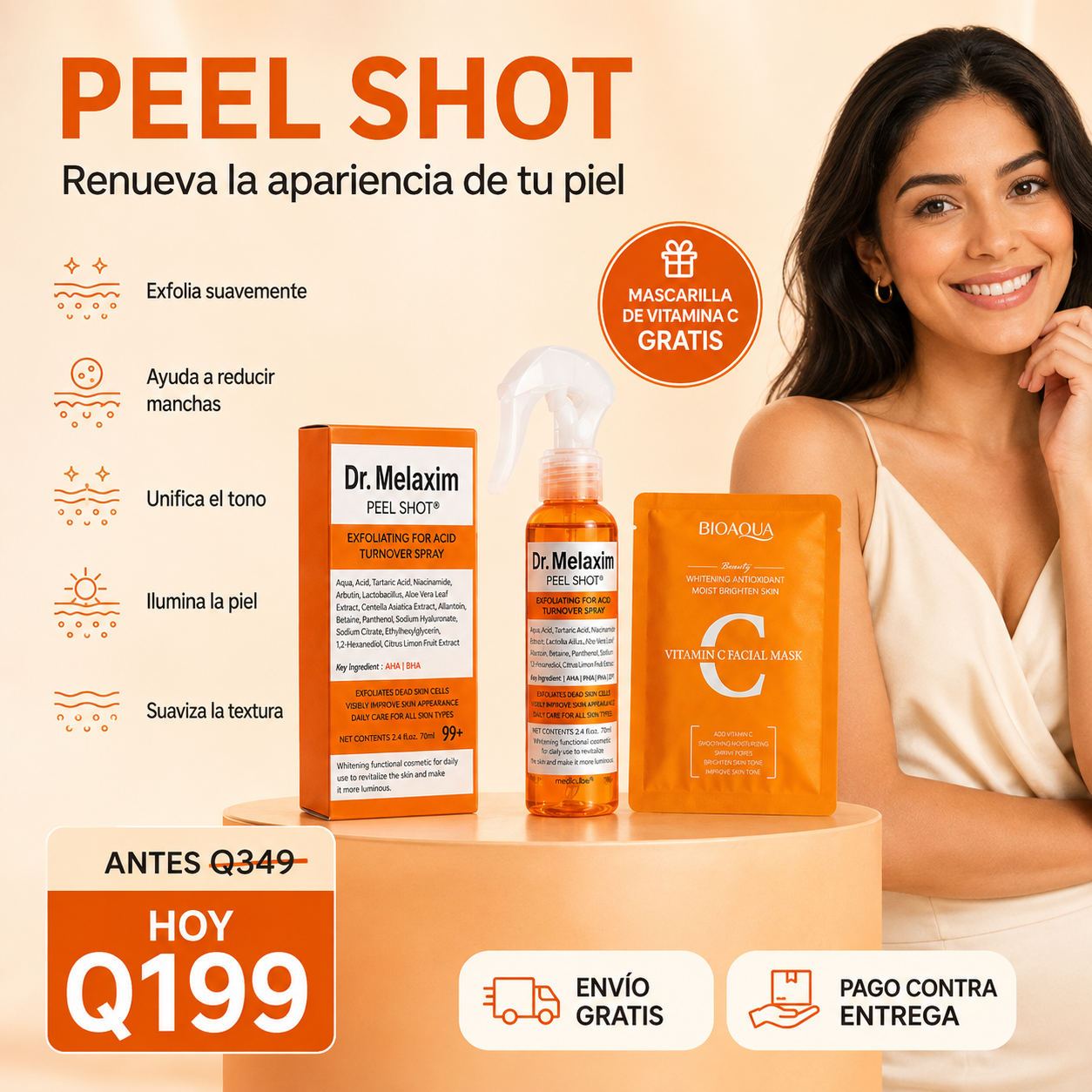 Dr. Melaxim Peel Shot – Spray Antimanchas + Mascarilla GRATIS