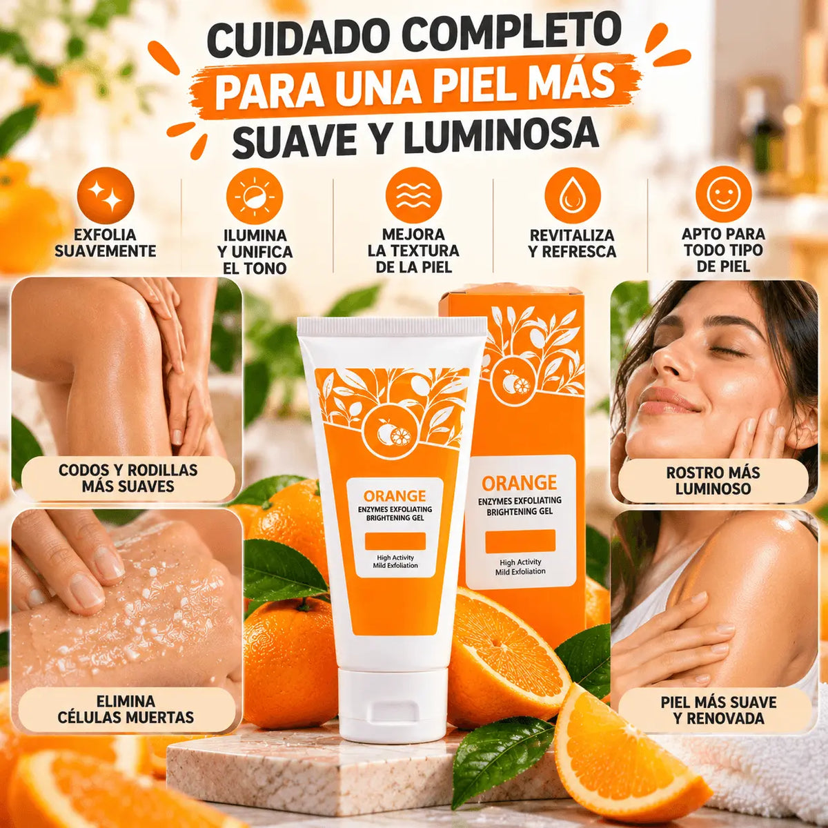 Gel Exfoliante de Naranja – Piel Suave, Lisa y Luminosa