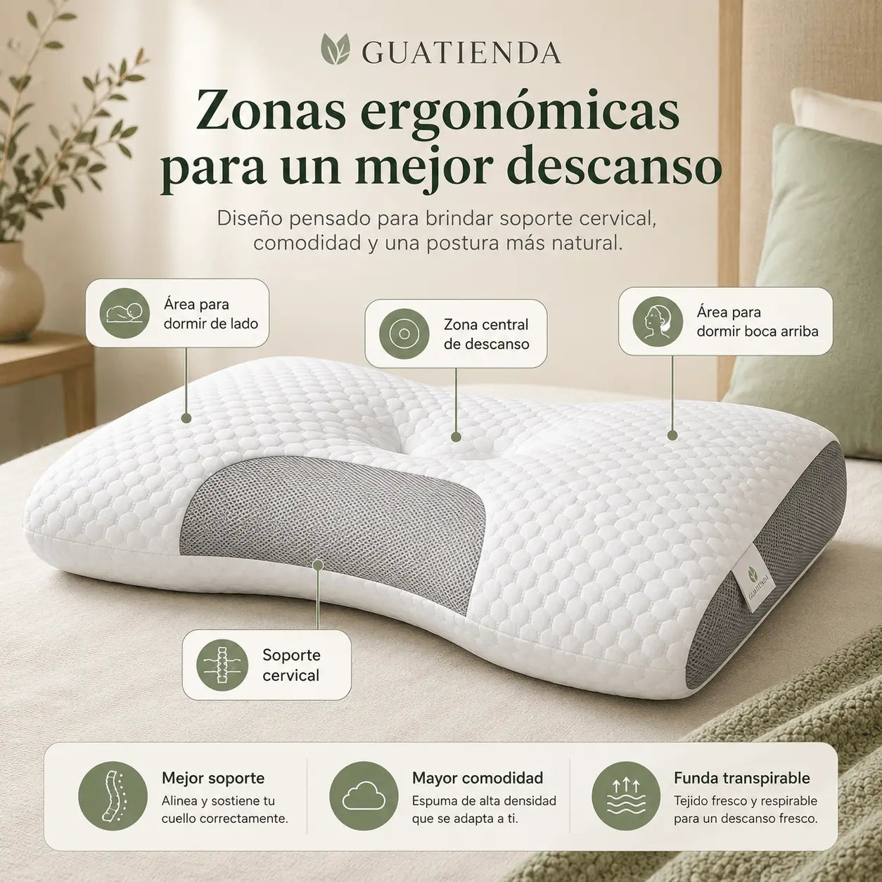 Almohada Cervical Ergonómica de Descanso