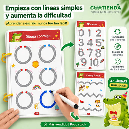 Kit Educativo Reutilizable para Niños – Números y Escritura (47 Páginas)