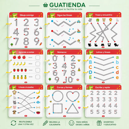 Kit Educativo Reutilizable para Niños – Números y Escritura (47 Páginas)