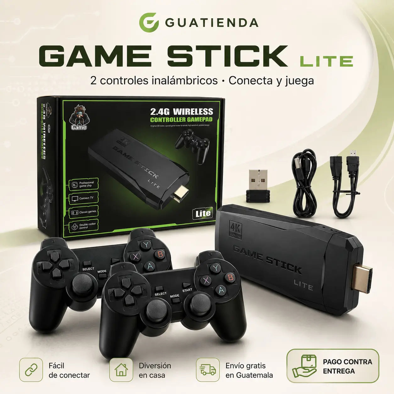Consola Retro Game Stick para TV + 2 Controles Inalámbricos