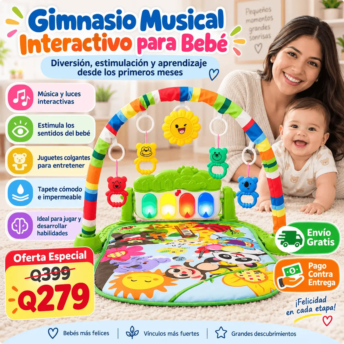 Gimnasio Musical Interactivo con Piano para NIÑA Y  NIÑO