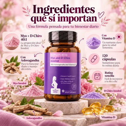 Myo & D‑Chiro Inositol para Mujer – Equilibrio Hormonal (120 Cápsulas)