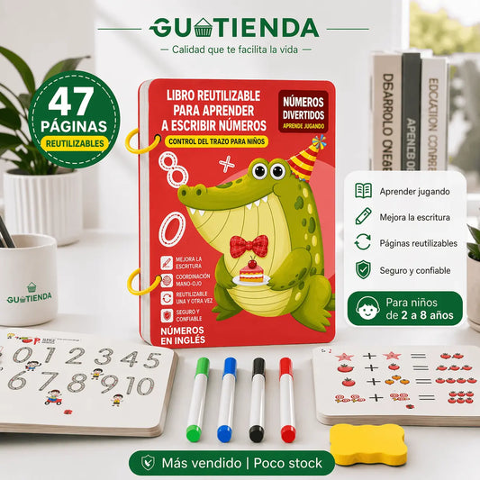Kit Educativo Reutilizable para Niños – Números y Escritura (47 Páginas)