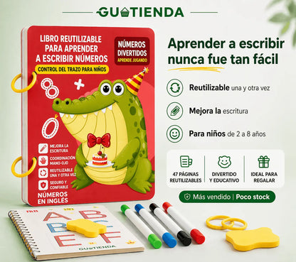 Kit Educativo Reutilizable para Niños – Números y Escritura (47 Páginas)