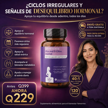 Myo & D‑Chiro Inositol para Mujer – Equilibrio Hormonal (120 Cápsulas)